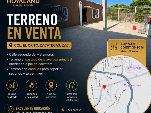 Se vende terreno en comunidad el orito, Zacatecas zac