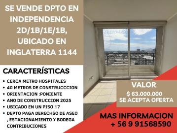 SE VENDE DEPTO 2B 1B 1E 1B, INDEPENDENCIA, SUBSIDIO DS1 T2