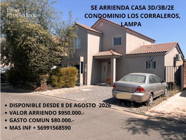 SE ARRIENDA CASA CONDOMINIO LOS CORRALEROS