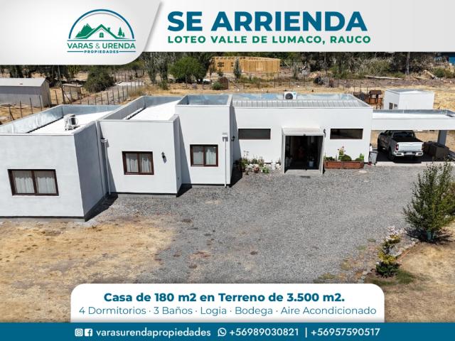 Se Arrienda casa de 180 m2 en Loteo Valle de Lumaco, Rauco