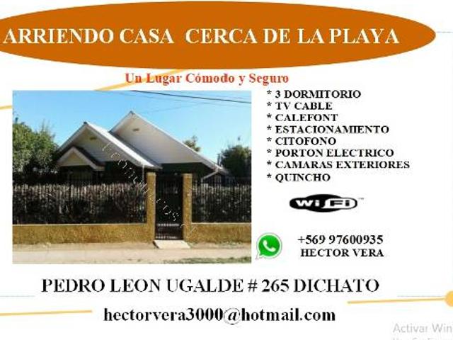 SE ARRIENDA CASA EN DICHATO CERCA DE LA PLAYA