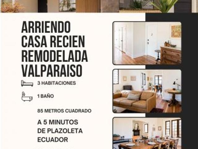 Se arrienda casa 3 dormitorios en Av Yerbas Buenas a 5 min de plaza Ecuador Valparaíso, Valparaíso Capital, Casas en Arriendo