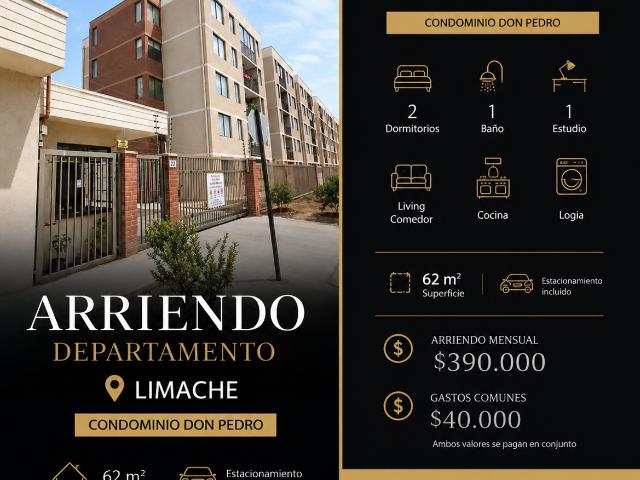 SE ARRIENDA DEPTO 2D/1B EN COND. DON PEDRO, LIMACHE