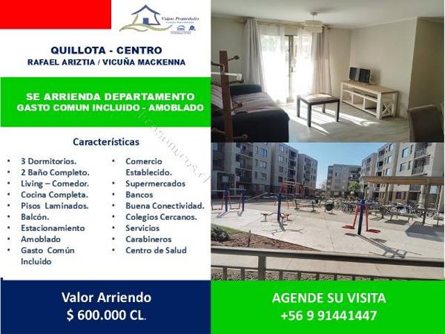 Se Arrienda Excelente Departamento Amoblado Quillota