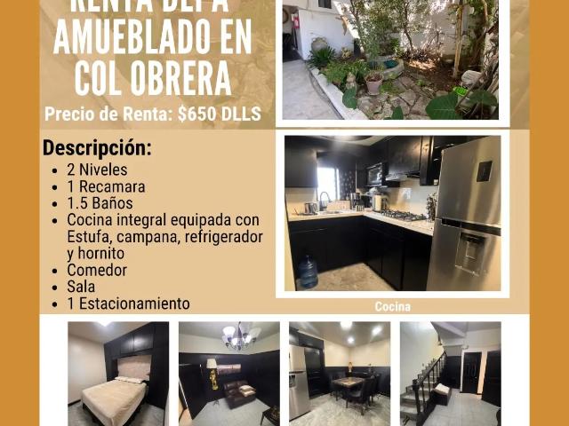Se renta depa amueblado en la colonia obrera