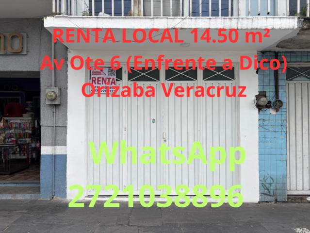 ®?®?®?SE RENTA LOCAL 14.50 m² Av Ote 6 Enfrente a Dico Orizaba Veracruz Cp94300