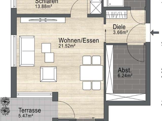 Seniorengerechtes Wohnen: 2 Zimmer Erdgeschosswohnung mit Terrasse, Aufzug & Stellplatz