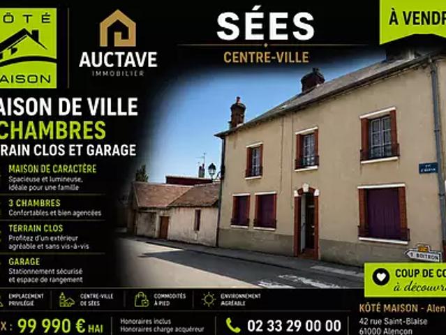 Sées 61500 Achat / Vente maison 5 pièces t5 au dernier étage jardin