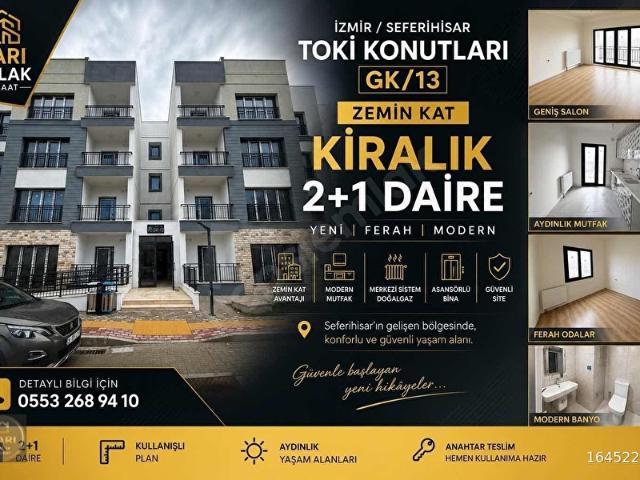Seferihisar toki GK13 Yeni 2+1 Zemin Kat Kiralık Daire