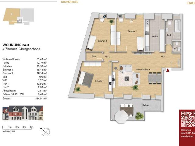 Sehr große 4 Zi. Eigentumswohnung im 1.OG, WE 2a 3 mit Balkon