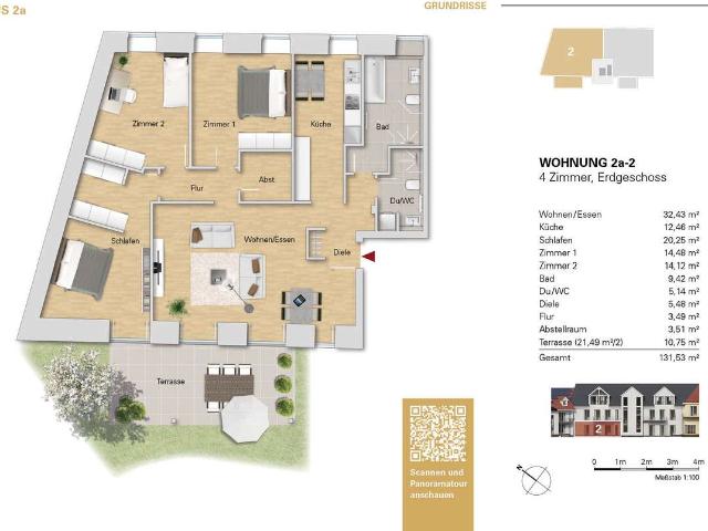Sehr große 4 Zi. Wohnung im EG, WE 2a 2 mit Terrasse zu verkaufen