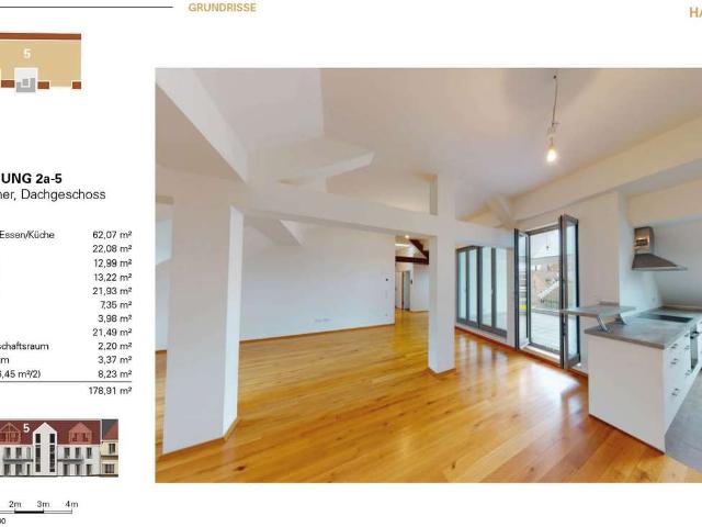 Sehr große 5 Zi. Eigentumswohnung im DG, WE 2a 5 mit Balkon + Loggia