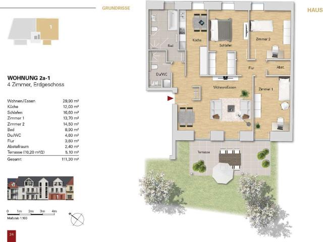 Sehr schöne 4 Zi. Eigentumswohnung im EG, WE 2a 1 mit Gartenanteil