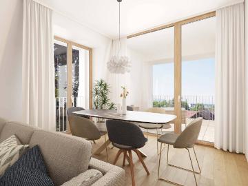 Sehr sonnige 2 Zimmer Wohnung mit überdachter Terrasse und wunderbarem Ausblick