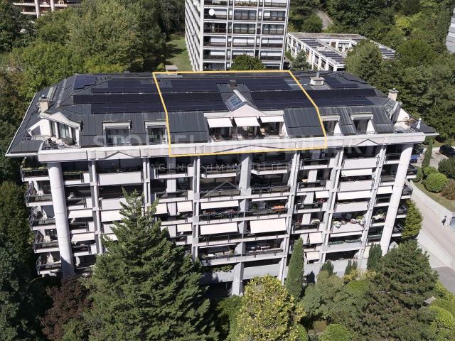 Seltene Wohnung im Obergeschoss mit atemberaubender Aussicht und Pool in Petit Saconnex – Exklusiv