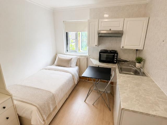 Self contained studio flat in a property with a roof garden and rear garden in N16