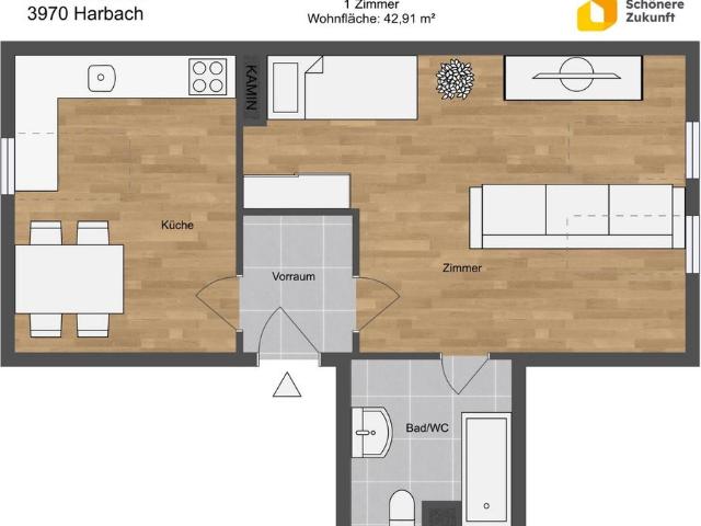 Singelwohnung im Dachgeschoss