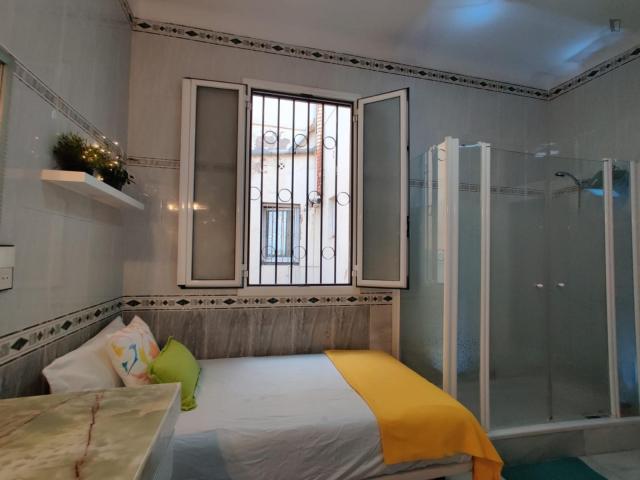 Single bedroom with shower and sink in 9 bedroom apartment