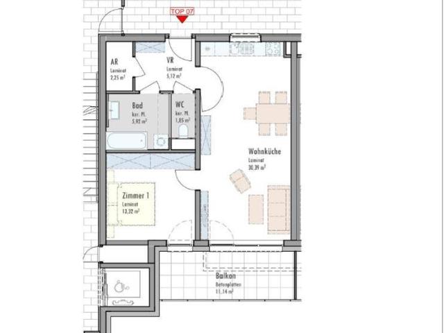 Single oder Pärchenwohnung im 1. OG mit Balkon