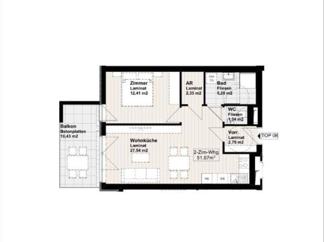 Single oder Pärchenwohnung mit Balkon im 1. OG