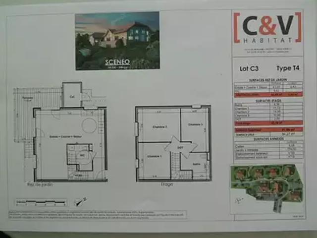 Sillingy 74330 Achat / Vente appartement 4 pièces t4 terrasse parking