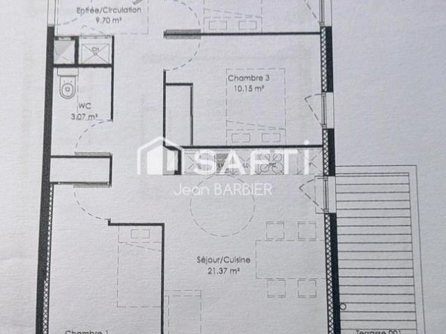Situé a Toulon Ouest, dans une résidence moderne et sécurisée, appartement de type 4 de 73m² avec terrasse de 16m², jardin de 93m² et place de stationnement en sous sol