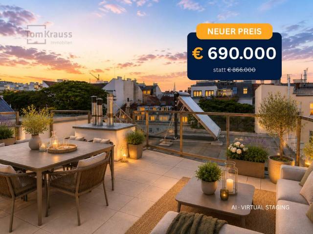 SONNE. WEITBLICK. DACHTERRASSE – 2 ZIMMER DACHGESCHOSSWOHNUNG MIT VIEL FREIRAUM