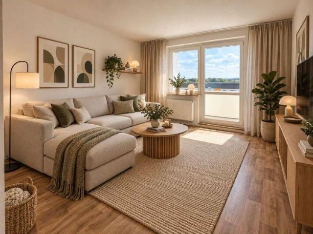 Sonnige Aussichten! Sanierte 3 Raum Wohnung mit verglastem Balkon und Ausblick zum Sofortbezug