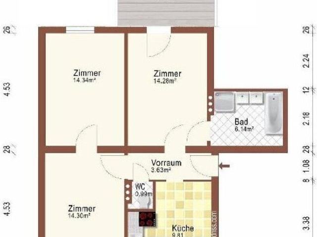 Sonnige Balkonwohnung zum selbst sanieren provisionsfrei auf www.riedersbach.com