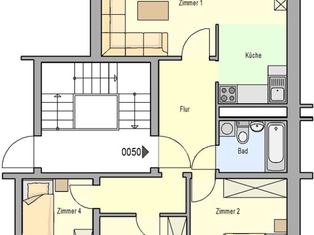 Sonnige gepflegte Vier Zimmer Wohnung mit 6 m Südbalkon