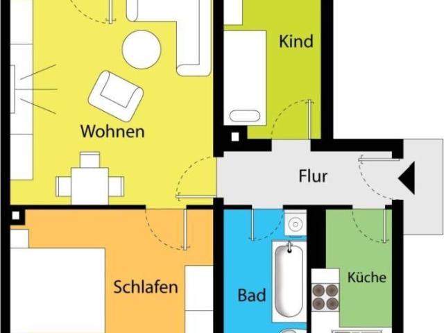 Sonnige Wohnung mit großem Balkon in ländlicher Umgebung! Modern renoviert!