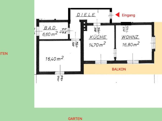 Sonnige 2 Zimmer Wohnung mit Badewanne, Balkon und Garten in Eggersdorf