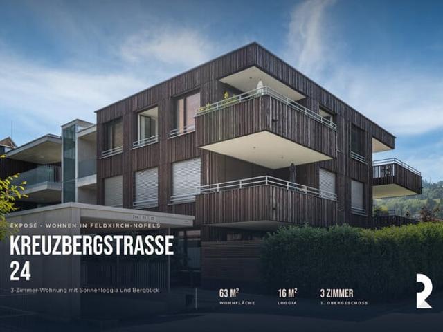 SONNIGE 3 ZIMMER WOHNUNG MIT GROSSER LOGGIA & UNVERBAUBAREM BERGBLICK IN FELDKIRCH NOFELS