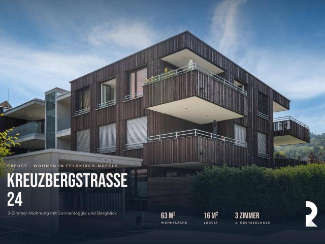 Sonnige 3 Zimmer Wohnung mit großer Loggia & unverbaubarem Bergblick in Feldkirch Nofels