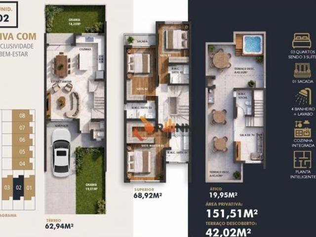 Sobrado com 3 dormitórios à venda, 151 m² por R$ 1.290.000,01 Água Verde Curitiba/PR