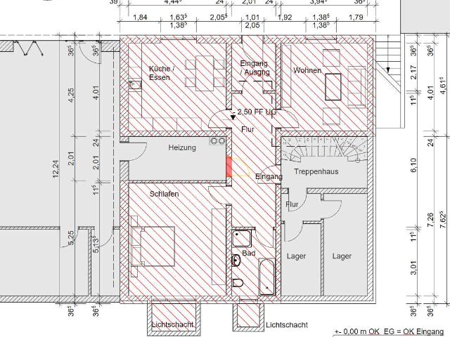 Souterrain Wohnung mit Garten und 60,5 m² Halle