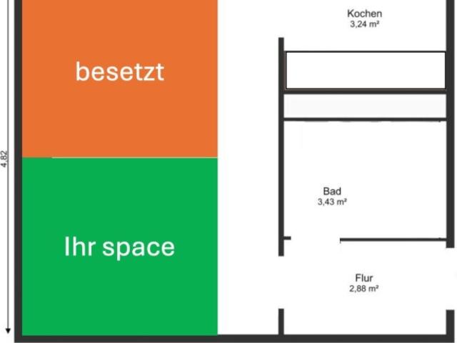Space for 1 person in a Studio Apartment