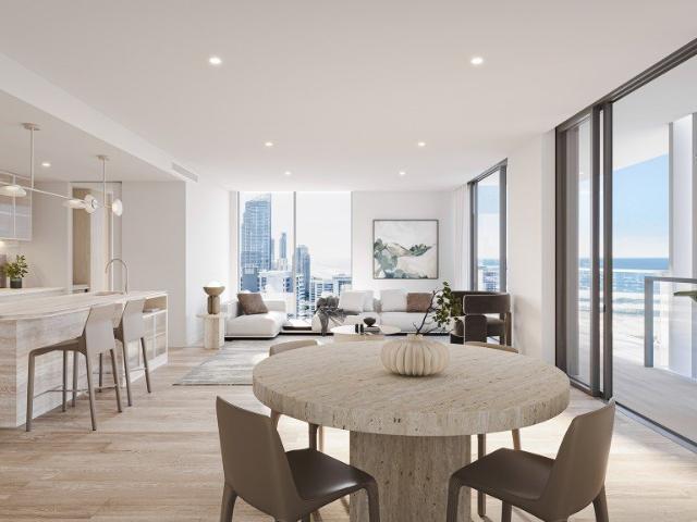 Spacious 3 bedroom residence with dual balconies and elevated coastal outlook