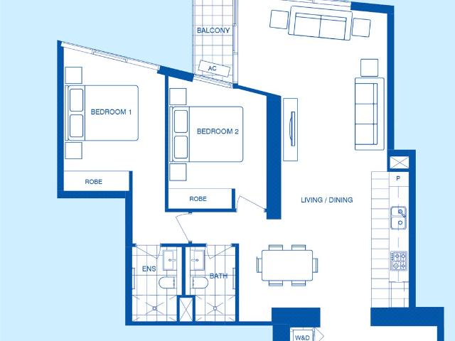 Spacious Two Bedroom with Study