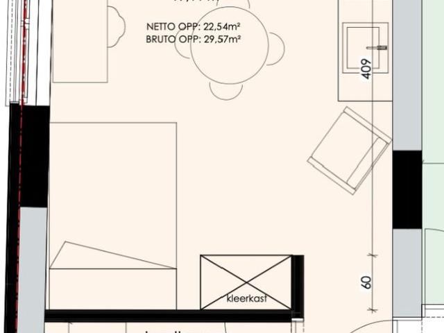 Spacious, fully renovated and furnished studio for rent in Mechelen