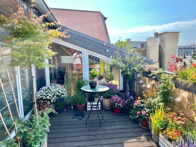 Spacious, Light Filled Top Floor Apartment with South Terrace & TV Tower View near Prenzlauer Berg