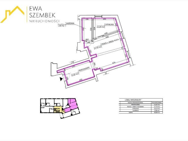 Sprzedam mieszkanie 56,69 m² w Krakowie z wysokimi sufitami