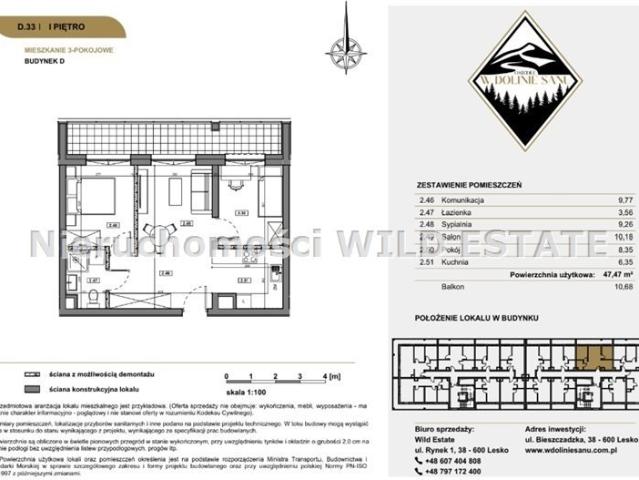 Sprzedam nowoczesne 47 m² mieszkanie w Lesku z garażem
