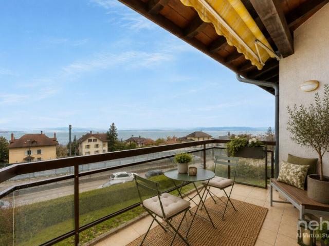 St Blaise: Dernier étage avec vue lac, mezzanine et beaux volumes