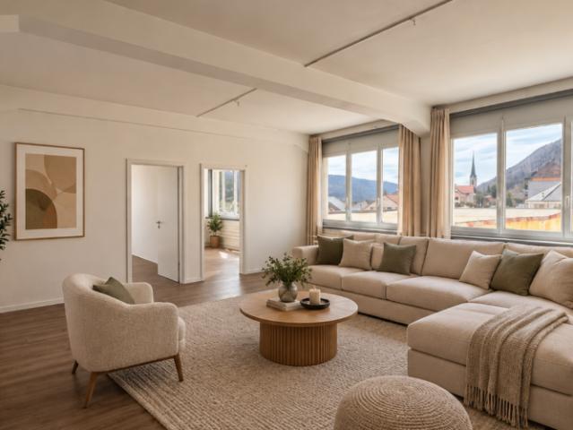St Imier, bel appartement de 3.5 pièces de type loft avec jardin privatif