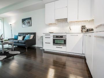 St Lawrence Market Toronto Furnished Condo Rental at L Tower Condos Beautiful 1 Bedroom Plus Den 2 Bathroom Suite with Balcony and Parking