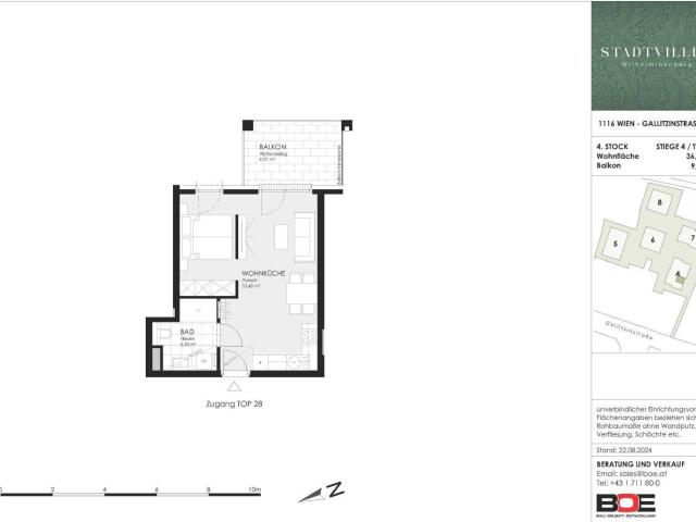 Charmante 1,5 Zimmer Wohnung mit großen Balkon Süd Ost und wunderschönem Blick ! STADTVILLEN WILHELMINENBERG