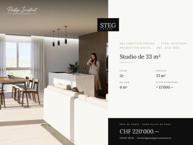 STEGref.905 Neues Studio 33 m² mit Balkon, 2. Stock, CHF 220.000