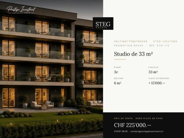 STEG Studio neuf 33 m² au dernier étage, balcon, CHF 225'000. copie