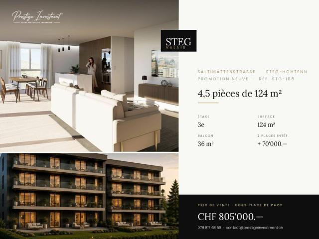 STG 186 ? 4,5 pièces de 124 m², dernier étage, CHF 805'000